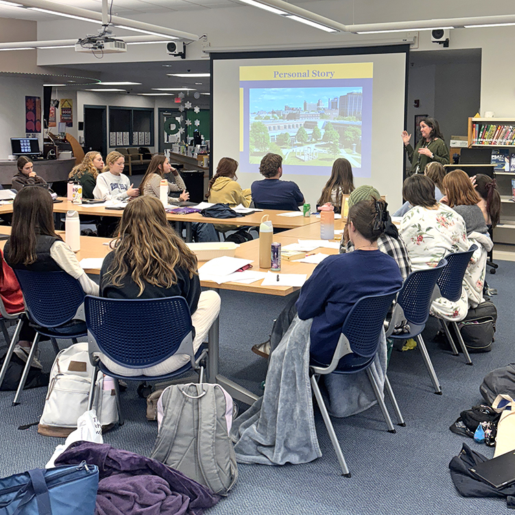 Principal McKillop and NHS students